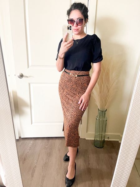 Amazon top in small, fits TTS; Amazon skirt in small, fits TTS; Amazon finds, amazon style, midi skirt, puff sleeve top, workwear, spring outfit, summer outfit 

#LTKStyleTip #LTKWorkwear #LTKFindsUnder50