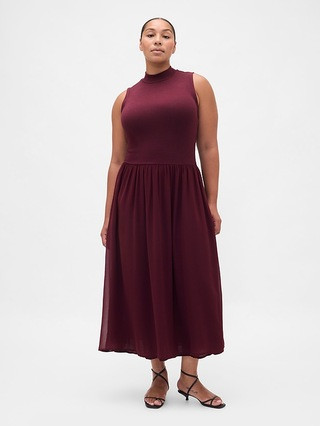 Modern Mockneck Mixed Media Maxi Dress | Gap (CA)