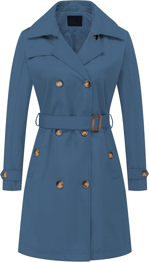 Chrisuno Women's Double Breasted Long Trench Coats Mid-Length Belted Overcoat Dress Jacket with D... | Amazon (US)