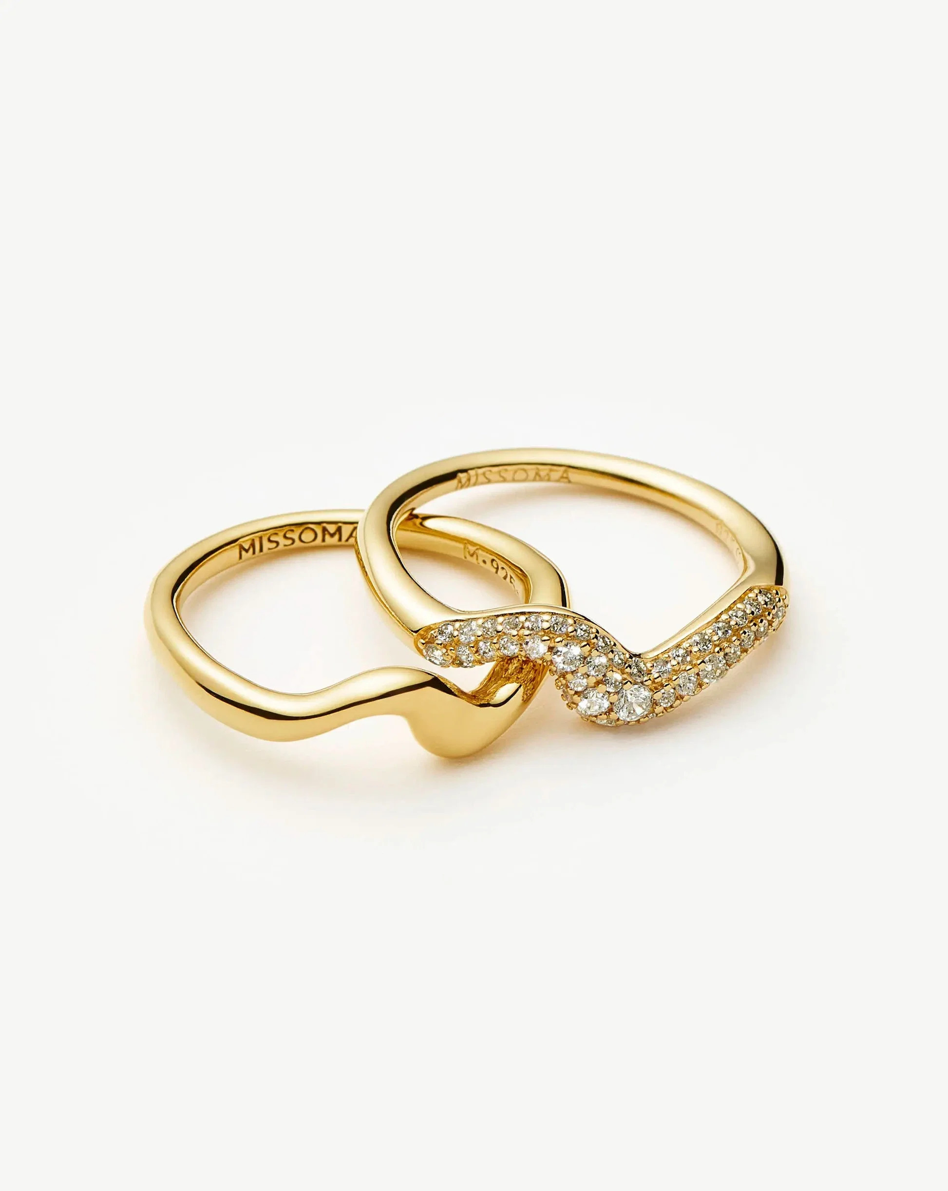 Molten Stacking Ring Set - Gold/Cubic Zirconia | Missoma UK | Missoma UK