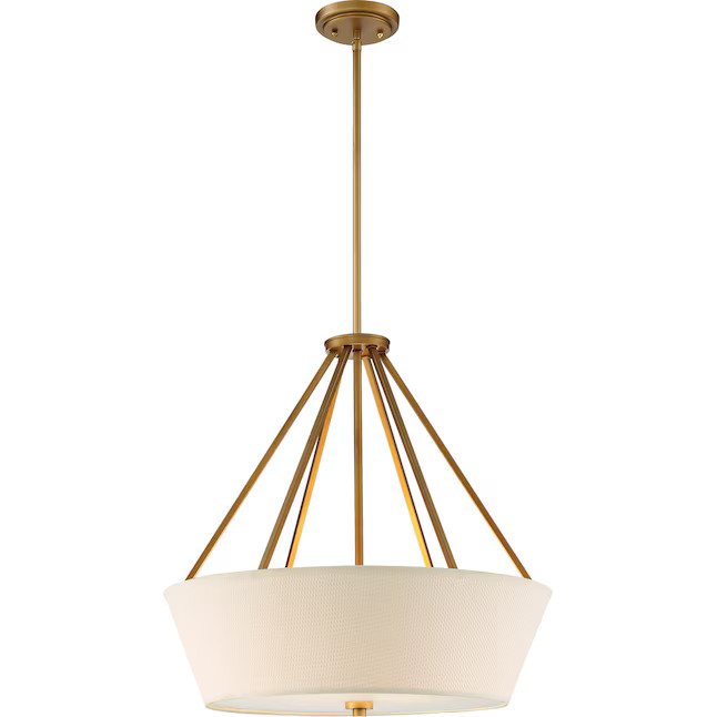 SATCO NUVO 4-Light Seneca 22 in. Pendant - Natural Brass Finish Almond Mesh Fabric Shade Etched G... | Lowe's