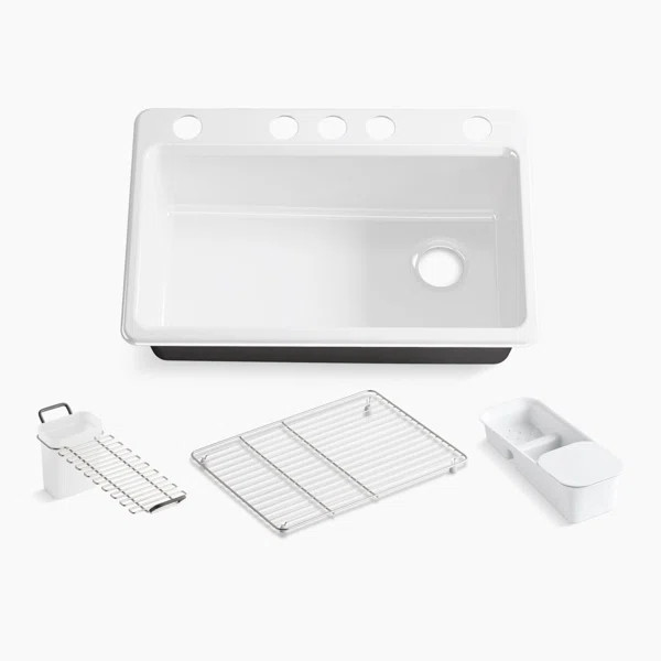 5871-5UA3-0 Riverby 33" x 22" x 9-5/8" Under-Mount Single-Bowl Kitchen Sink with Accessories | Wayfair North America