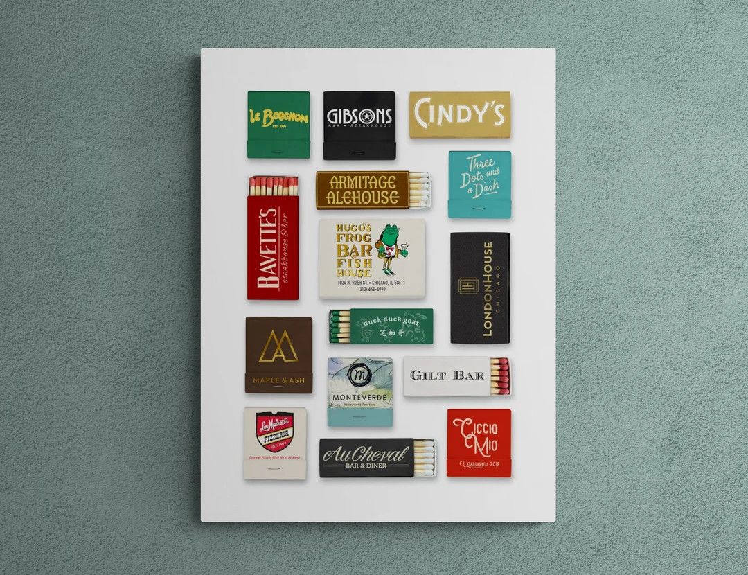 Chicago Matchbook Poster | Vintage Matchbook Wall Art | Unframed Vertical Poster | Etsy (US)