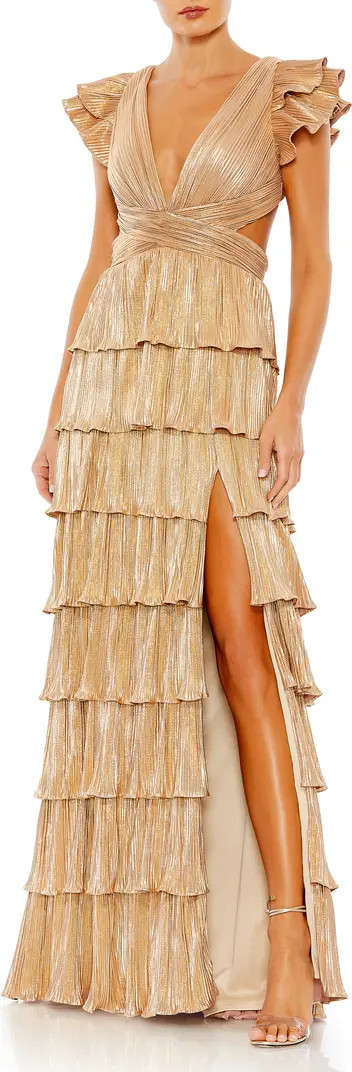 Cutout Ruffle Tiered Gown | Nordstrom