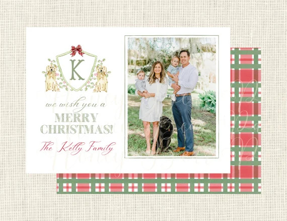 Watercolor Christmas Dog Crest Design Plaid - Etsy | Etsy (US)