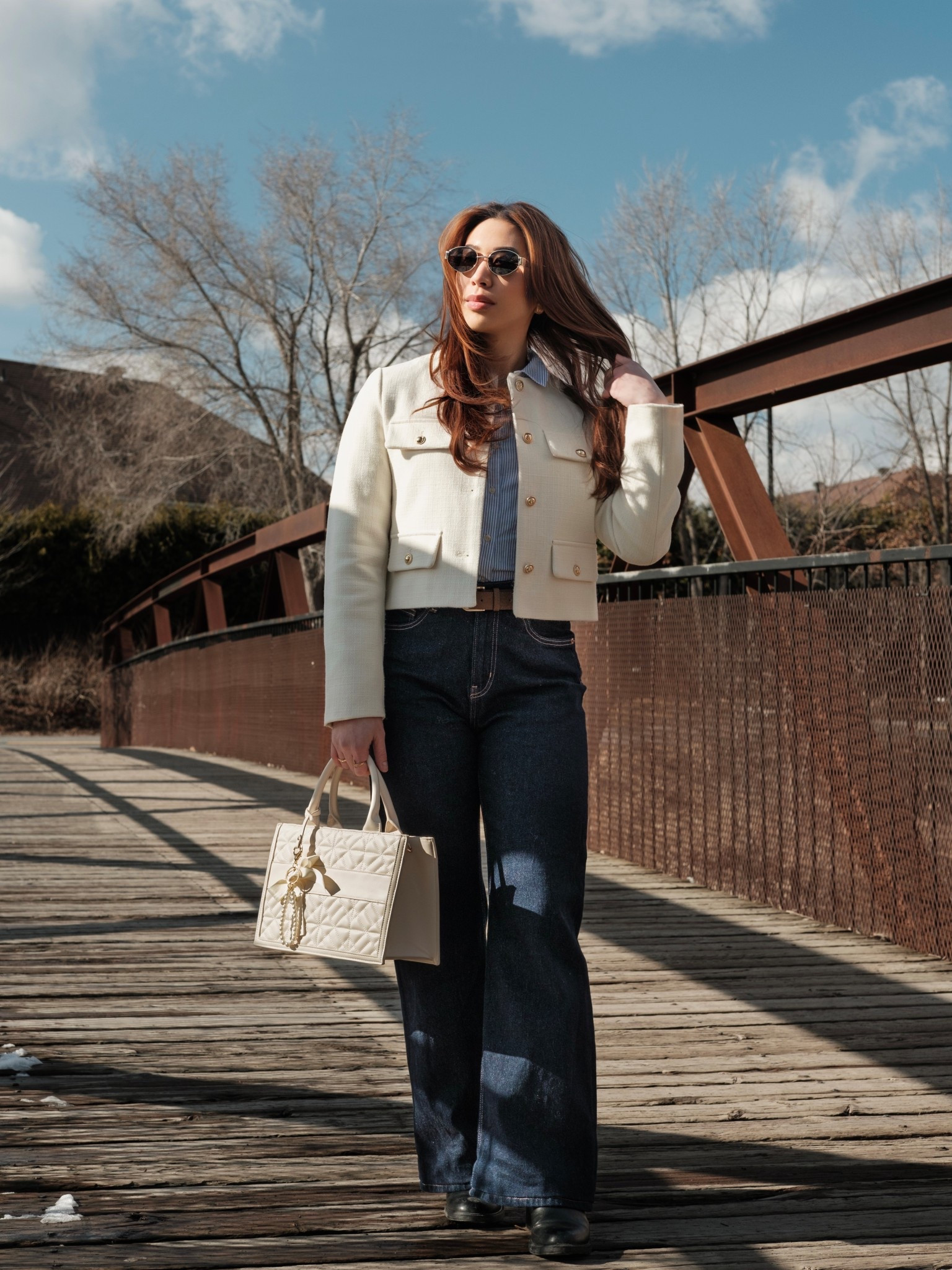 Dark wash jeans
Spring casual chic look
Navy and cream outfit
Elegant style

#LTKWorkwear #LTKootd