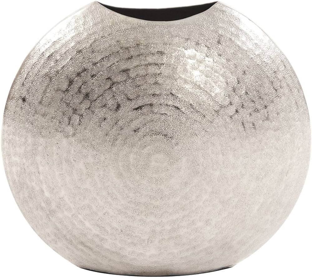 Howard Elliott Frosted Decorative Metal Vase for Centerpiece, Mettalic Silver Accent Table Vase w... | Amazon (US)
