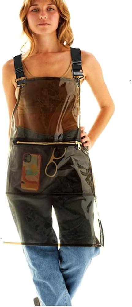 Hairstylist Aprons For Women Men With 3 Pockets Cross Back Adjustable Work Apron Soft Tpu Plastic... | Amazon (US)