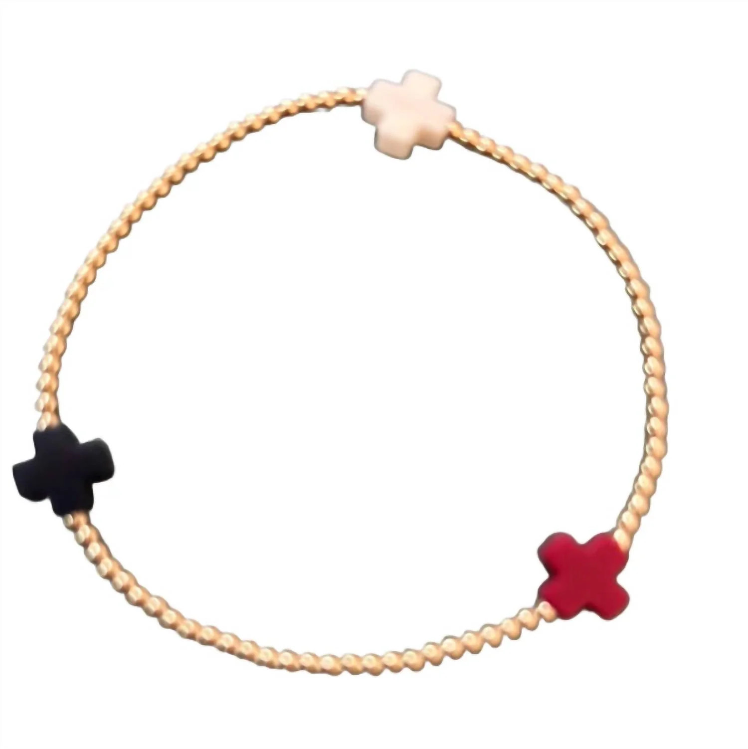 Women's Signature Cross Gold Pattern Bead Bracelet In Firecracker | Shop Simon