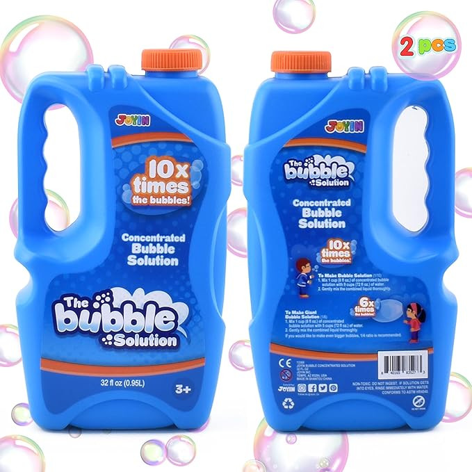 JOYIN 2 Bottles Bubbles Refill Solutions 64 oz (up to 5 Gallon) Big Bubble Solution 64 OZ Concent... | Amazon (US)