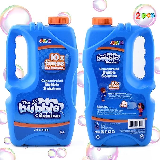 JOYIN 2 Bottles Bubbles Refill Solutions 64 oz (up to 5 Gallon) Big Bubble Solution 64 OZ Concent... | Amazon (US)
