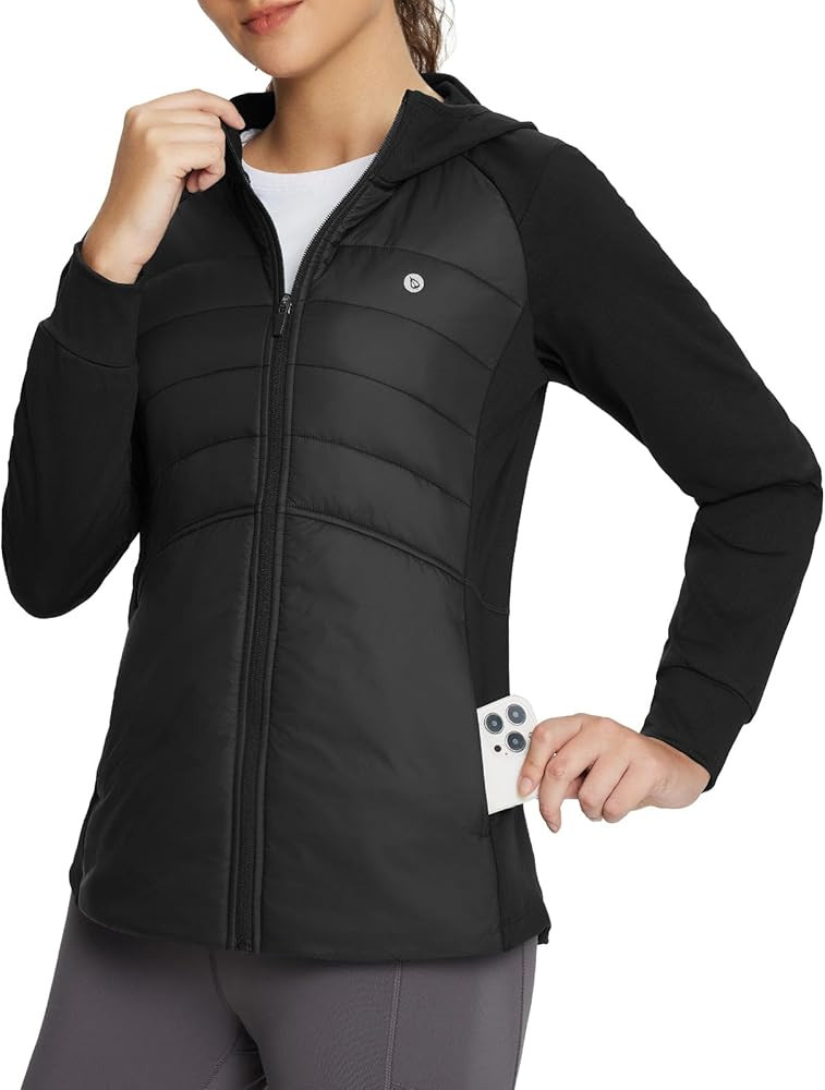 baleaf Women's Running Winter Jacket with Hood Warm Lightweight Insulated Hybrid Jackets Puffer Z... | Amazon (US)