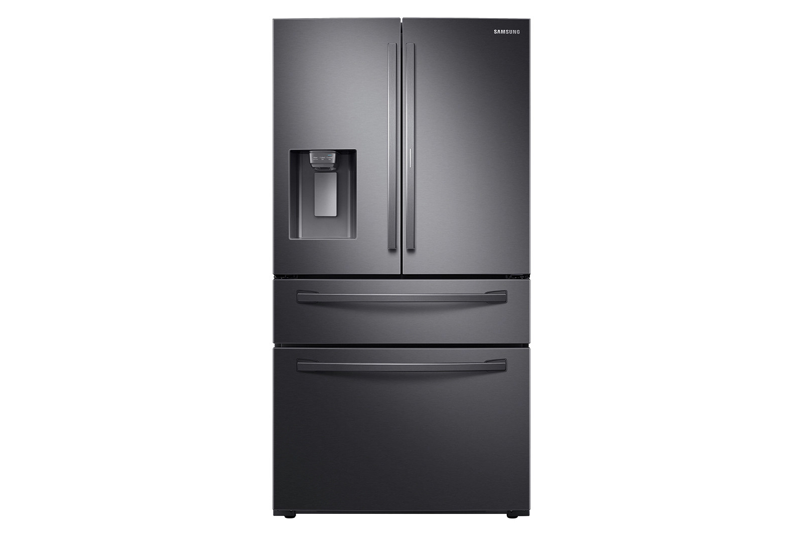 22 cu. ft. Food Showcase Counter Depth 4-Door French Door Refrigerator in Black Stainless Steel R... | Samsung