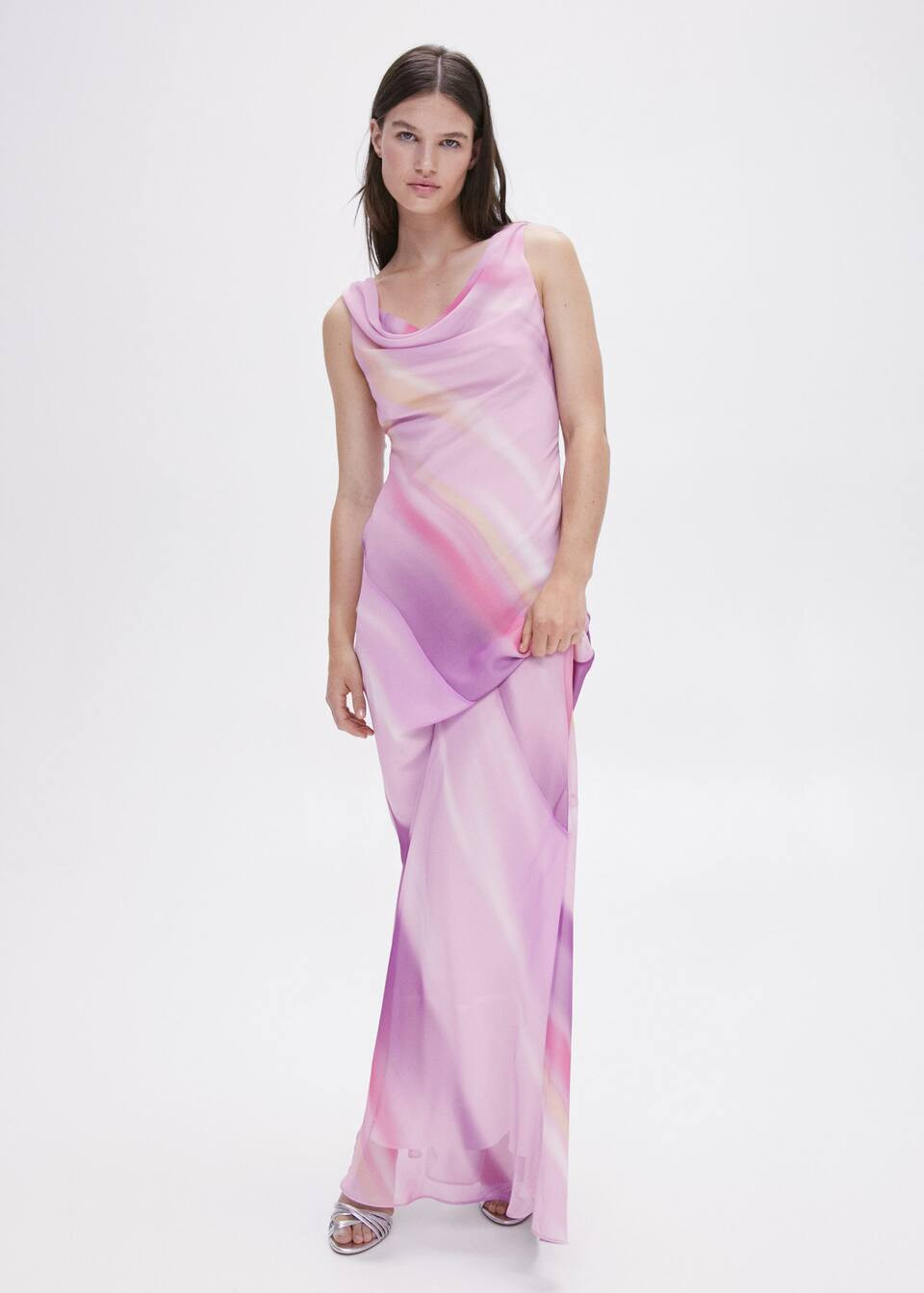 Dress with draped neckline -  Women | Mango USA | MANGO (US)