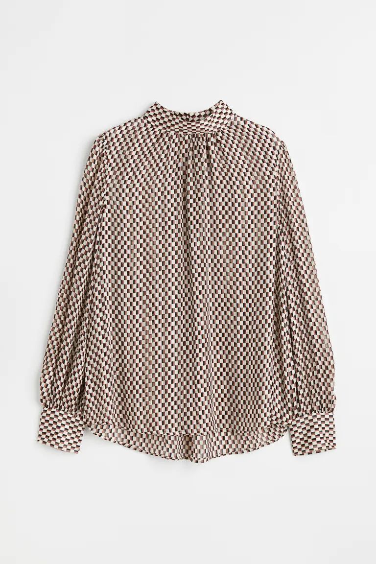 Stand-up Collar Satin Blouse | H&M (US)