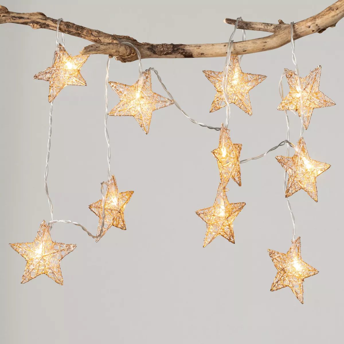 6'L Sullivans Gold Lighted Star Garland, Gold Christmas Garland | Target