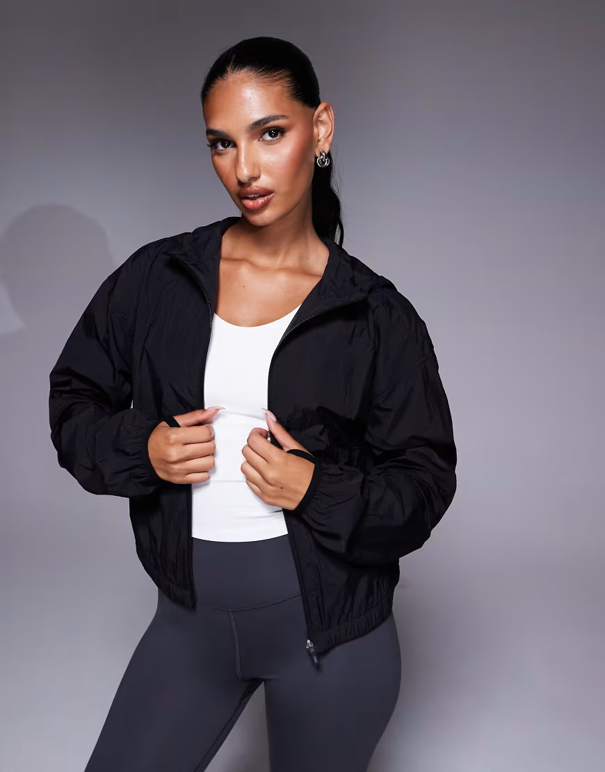 4505 cropped woven run jacket with hood in black | ASOS (Global)