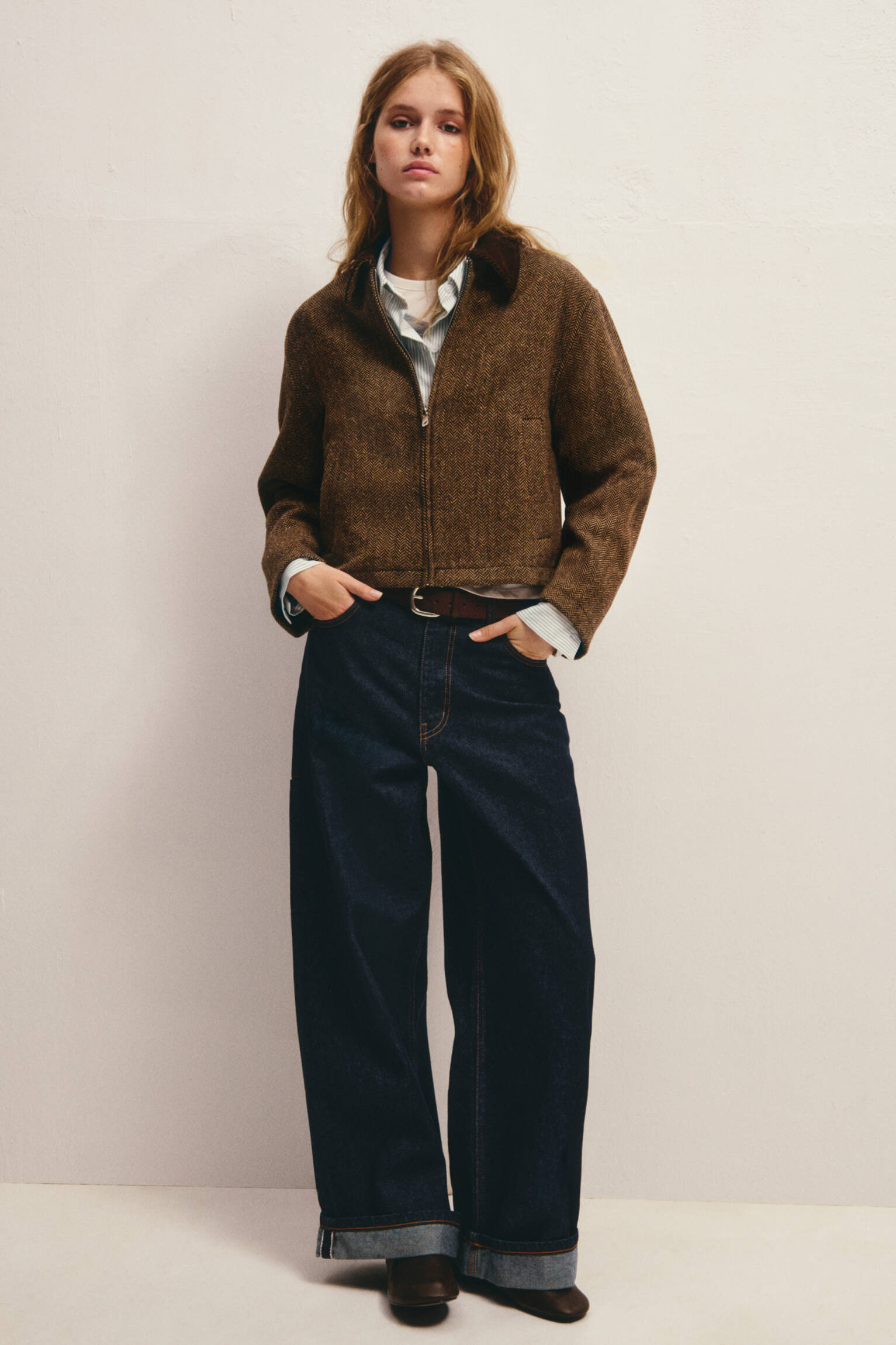 Fischgrätjacke mit kombiniertem Kragen - PULL&BEAR | PULL and BEAR DE