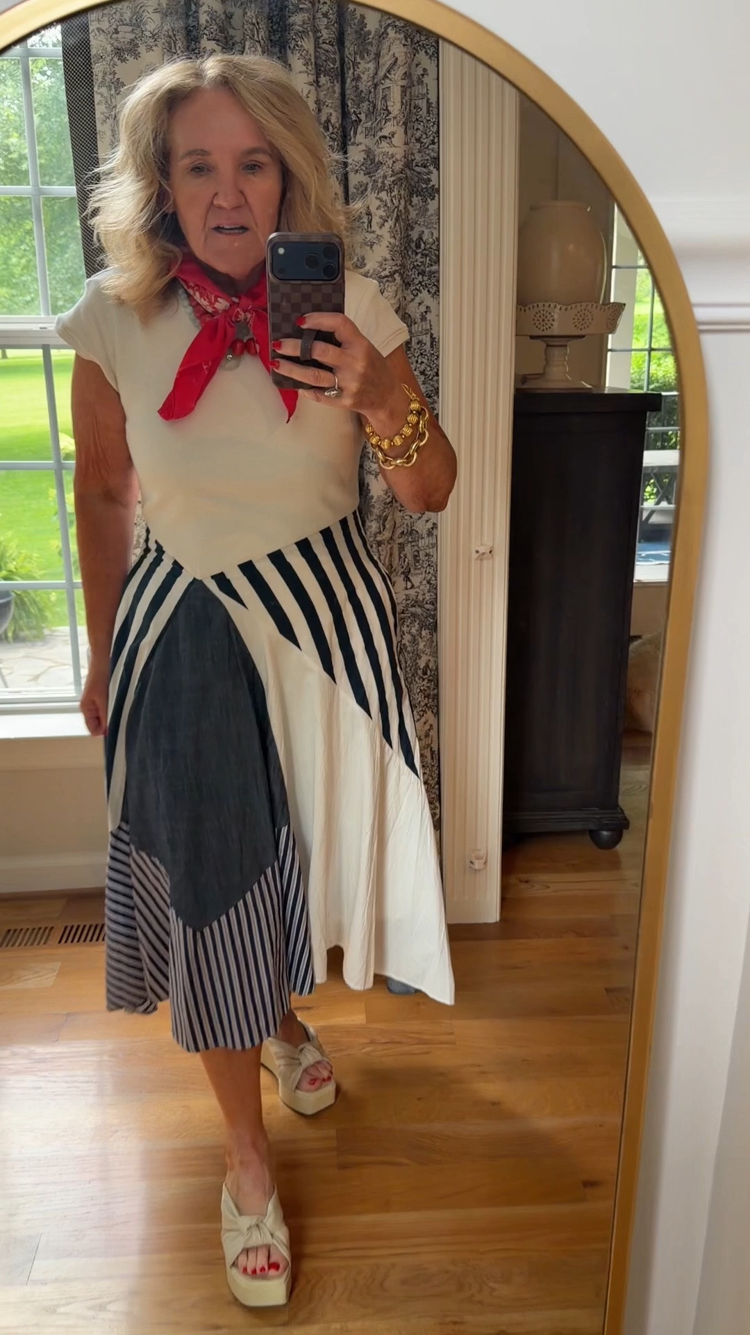 6/25-6/28 Anthropologie 20% off orders of $100+ with code NANETTE20
Dress size medium if you’re larger in the chest, I would size 
I love layering the necklaces and the scarf. I think that’s really fun and provides some depth to the look.

#LTKOver40 #LTKootd #LTKSaleAlert