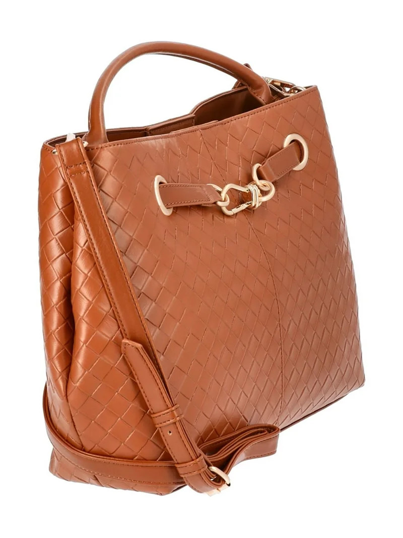 Time and Tru Women's Hazel Satchel Bag Handbag, Cognac Brown | Walmart (US)