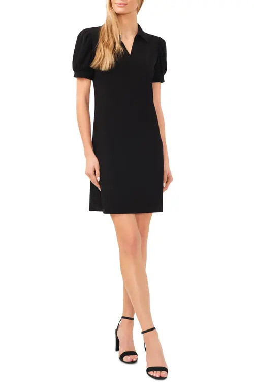 CeCe Knit Polo Minidress in Rich Black at Nordstrom, Size Large | Nordstrom
