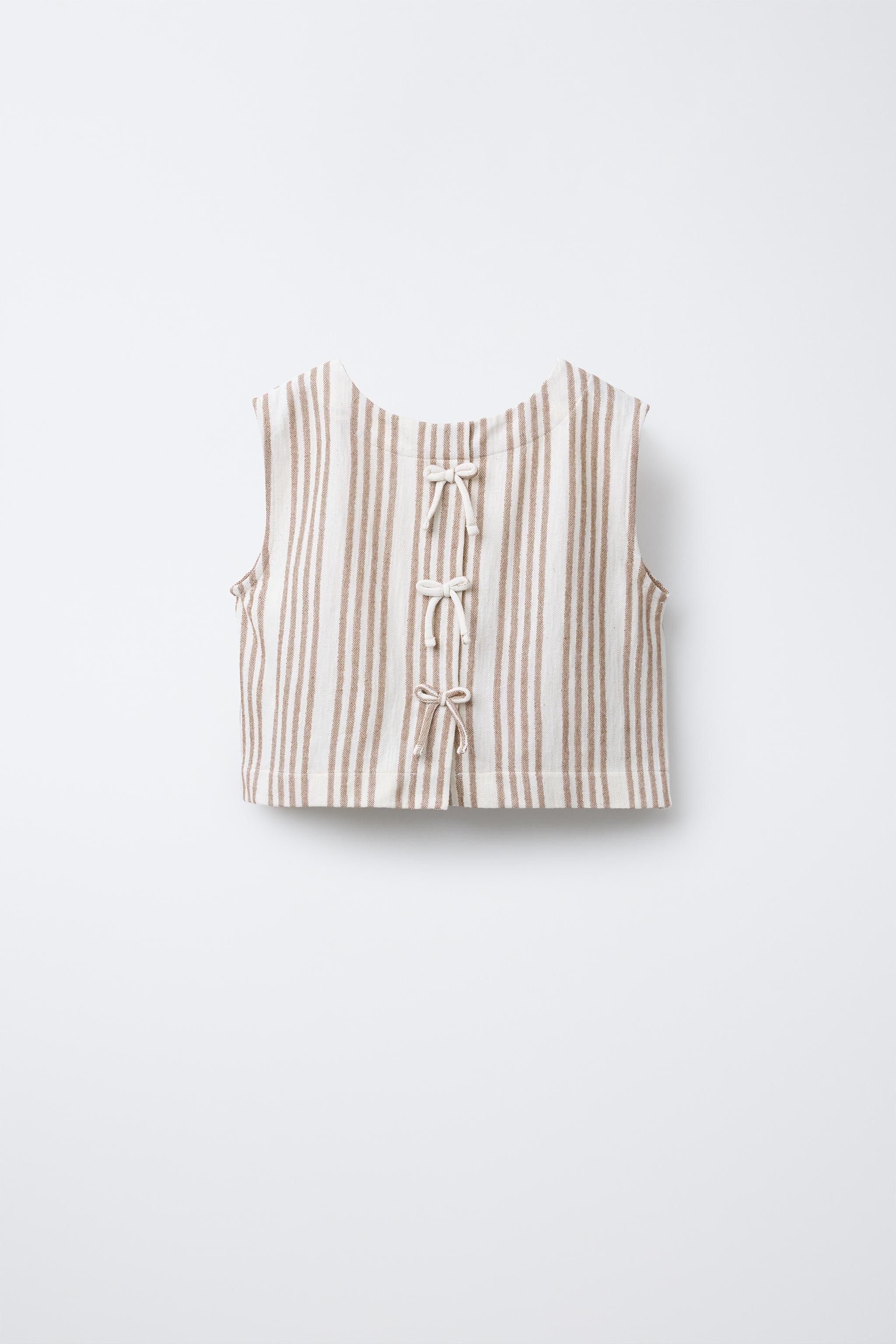 BOW TRIM STRIPED TOP | Zara US