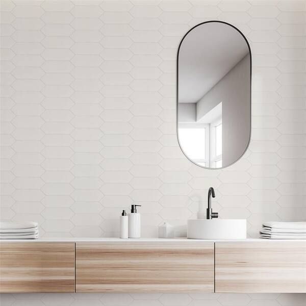 Merola Tile Kite White 4" x 11.75" Porcelain Subway Floor and Wall Tile - Overstock - 13191075 | Bed Bath & Beyond