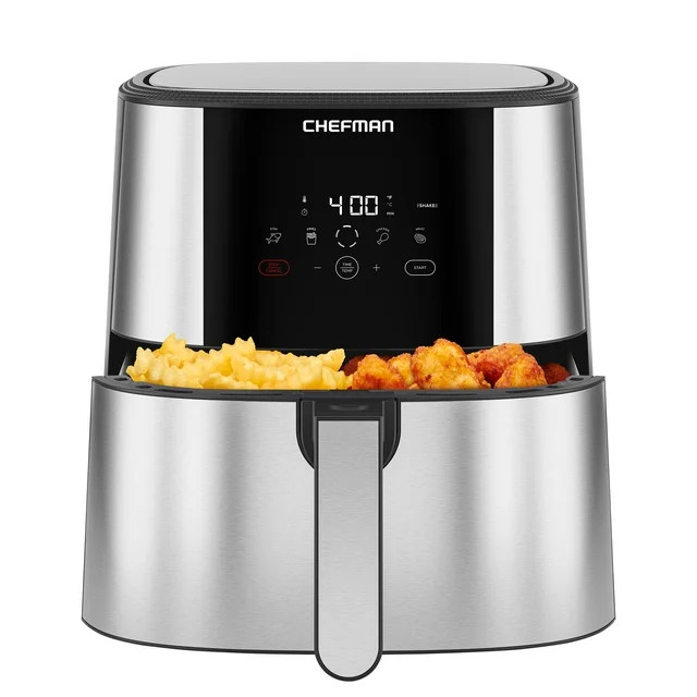 Chefman Turbofry Air Fryer with Basket Divider, 8 Qt Capacity - Stainless Steel, New | Walmart (US)