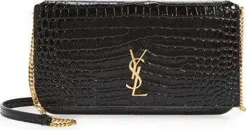 Monogram Croc Embossed Leather Phone Holder | Nordstrom