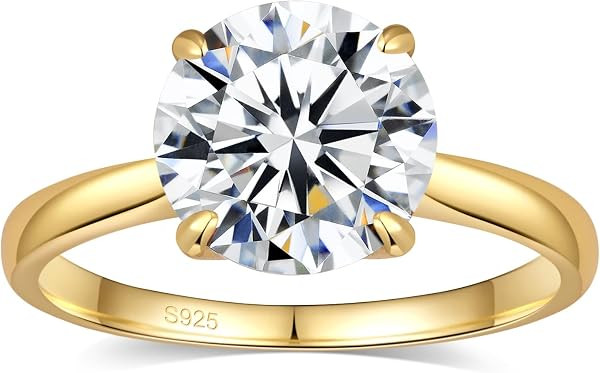 Elio Passero 925 Sterling Silver Round Moissanite Engagement Ring for Women | Amazon (US)