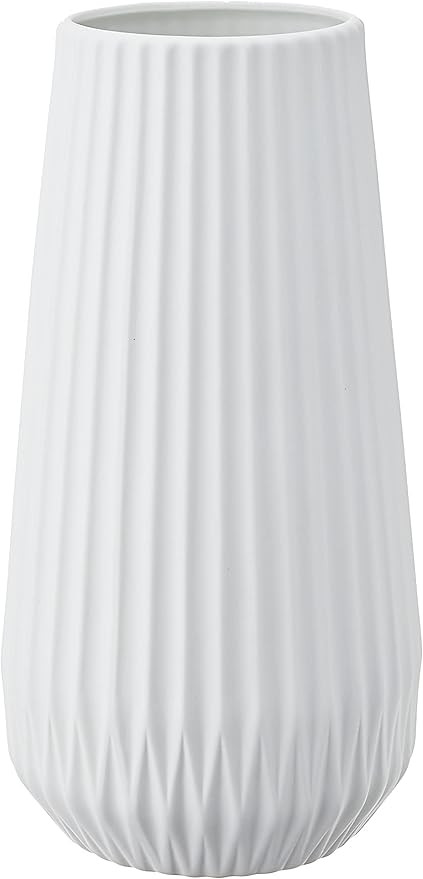 Bloomingville Tall White Ceramic Fluted Vase | Amazon (US)