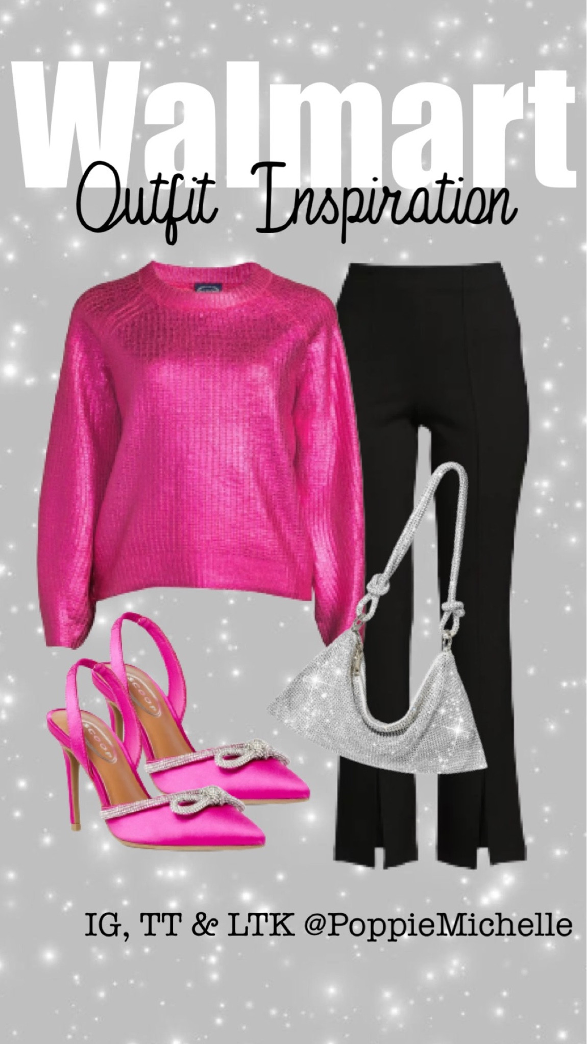 Walmart outfit Walmart fashion Walmart style metallic pink sweater hot pink sweater time in true split front pants scoop hot pink high heels rhinestone embellished pink high heels silver sequin  clutch purse party purse party bag black skinny pants scoop sweater Walmart sweater Walmart heels Walmart pants Walmart purse PoppieMichelle 

#LTKfit #LTKitbag #LTKHoliday
