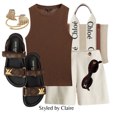 For the chic girls👌🏼
Tags: brown tank tshirt top, linen shorts with button detail, Louis Vuitton sandals, Chloe woody tote bag, sunglasses, gold earrings. Fashion spring summer inspo outfit ideas holiday Barcelona Dubai date night neutral style minimal

#LTKshoecrush #LTKstyletip #LTKitbag