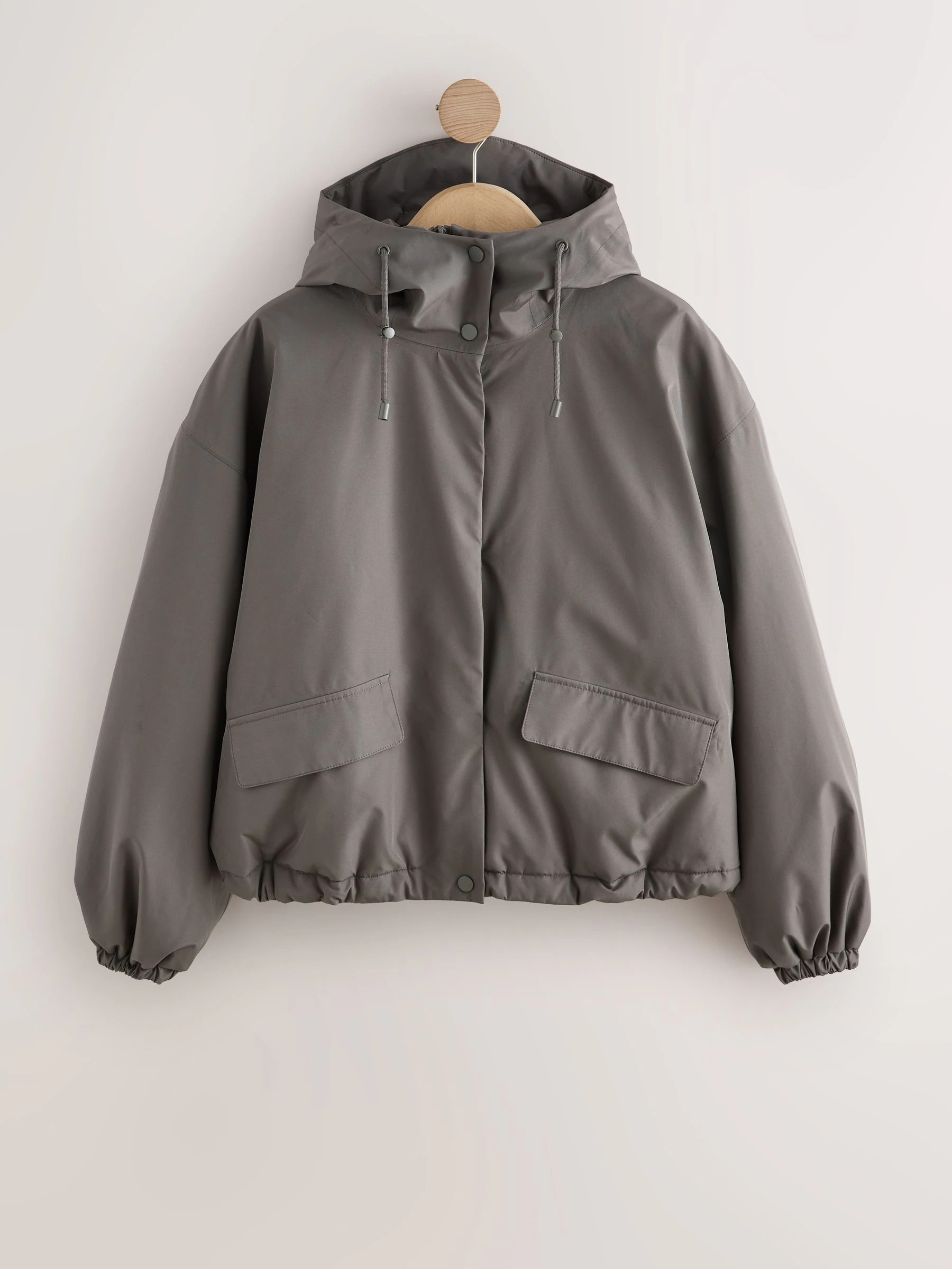 next Grey Funnel Neck Hooded Waterproof Bomber Jacket | Next US