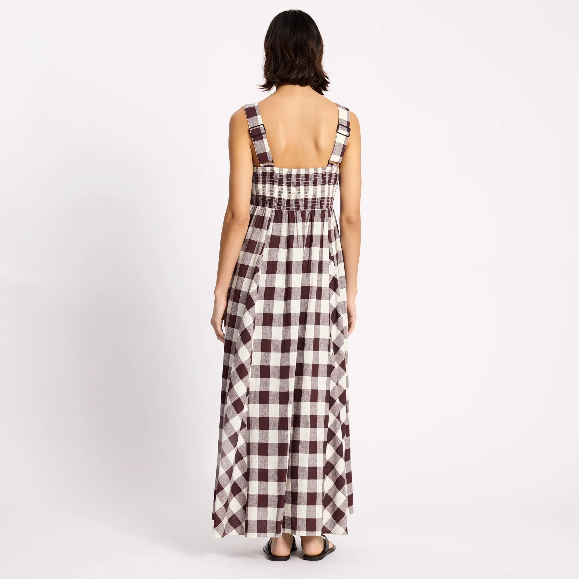 Burgundy Gingham Apron Dress | Albaray