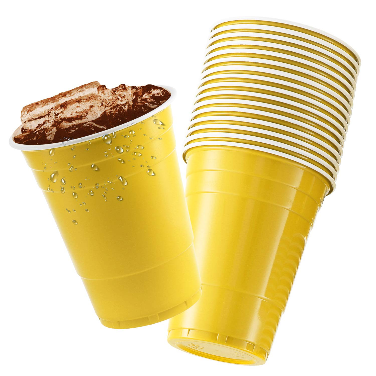 StarMar 16 oz Yellow Cups [50 Pack] Disposable plastic cup, Big Birthday Party Cups | Amazon (US)