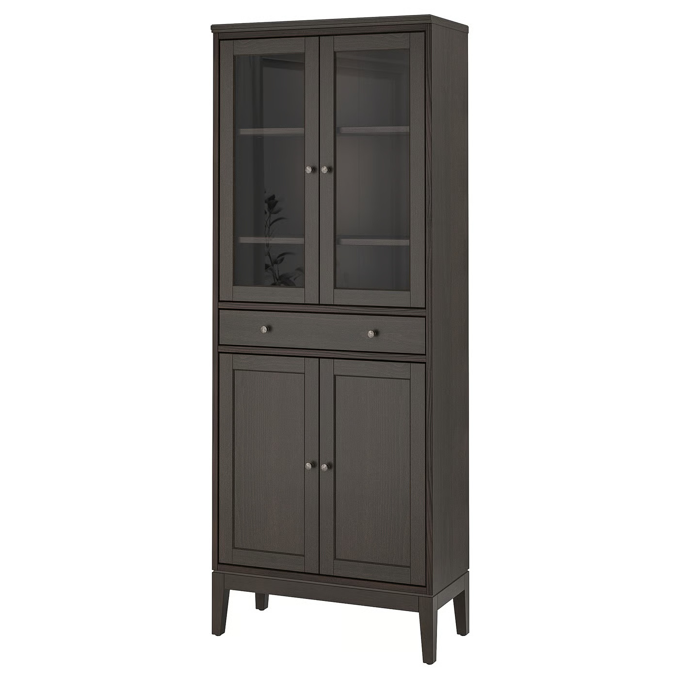 IDANÄS High cabinet w gls-drs and 1 drawer, dark brown stained, 31 7/8x15 3/8x83 1/8 " | IKEA US