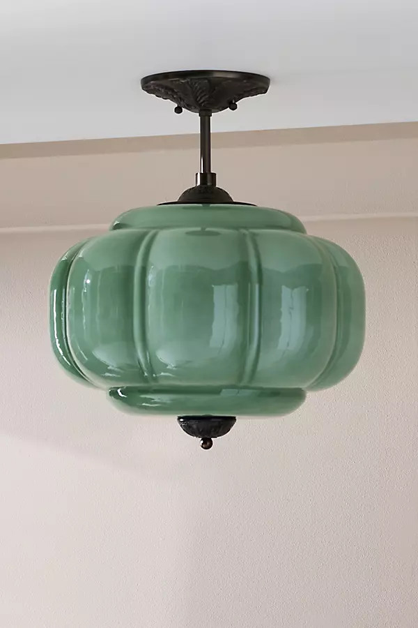 Eloise Milk Glass Scalloped Semi-Flush Mount Light | Anthropologie (US)