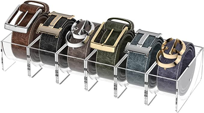 Belt Organizer, KDSKSC 6 Pack Acrylic Belt Storage Holder with Magnet, Detachable Storage Belt Co... | Amazon (US)