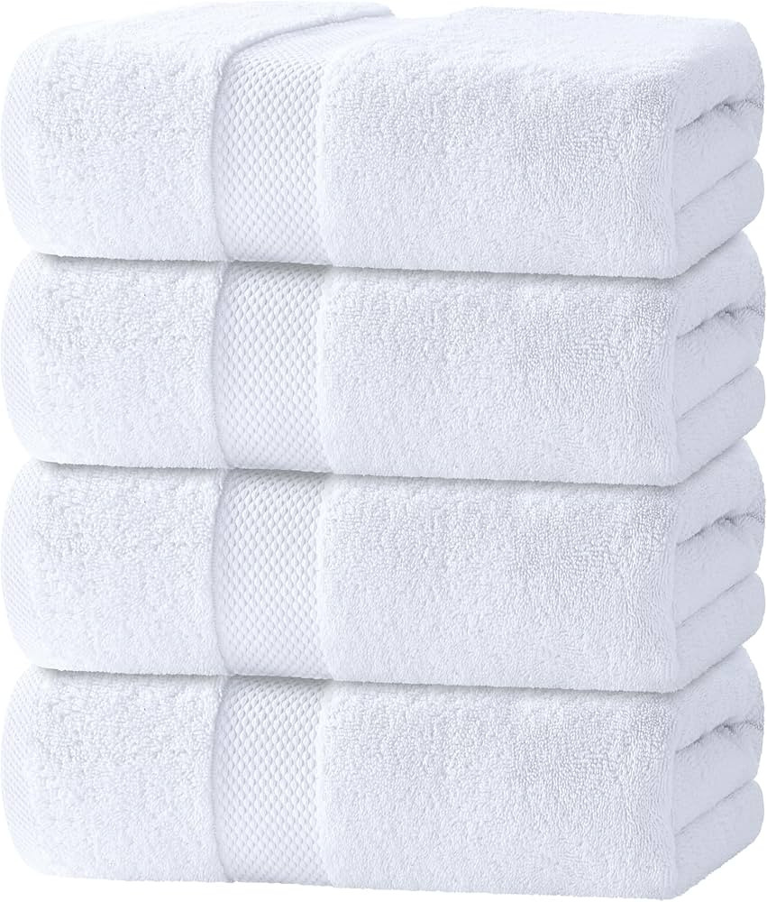 White Classic Luxury Bath Towels Set of 4 Large - 700 GSM Turkish Cotton Ultra Soft Bath Towels 2... | Amazon (US)