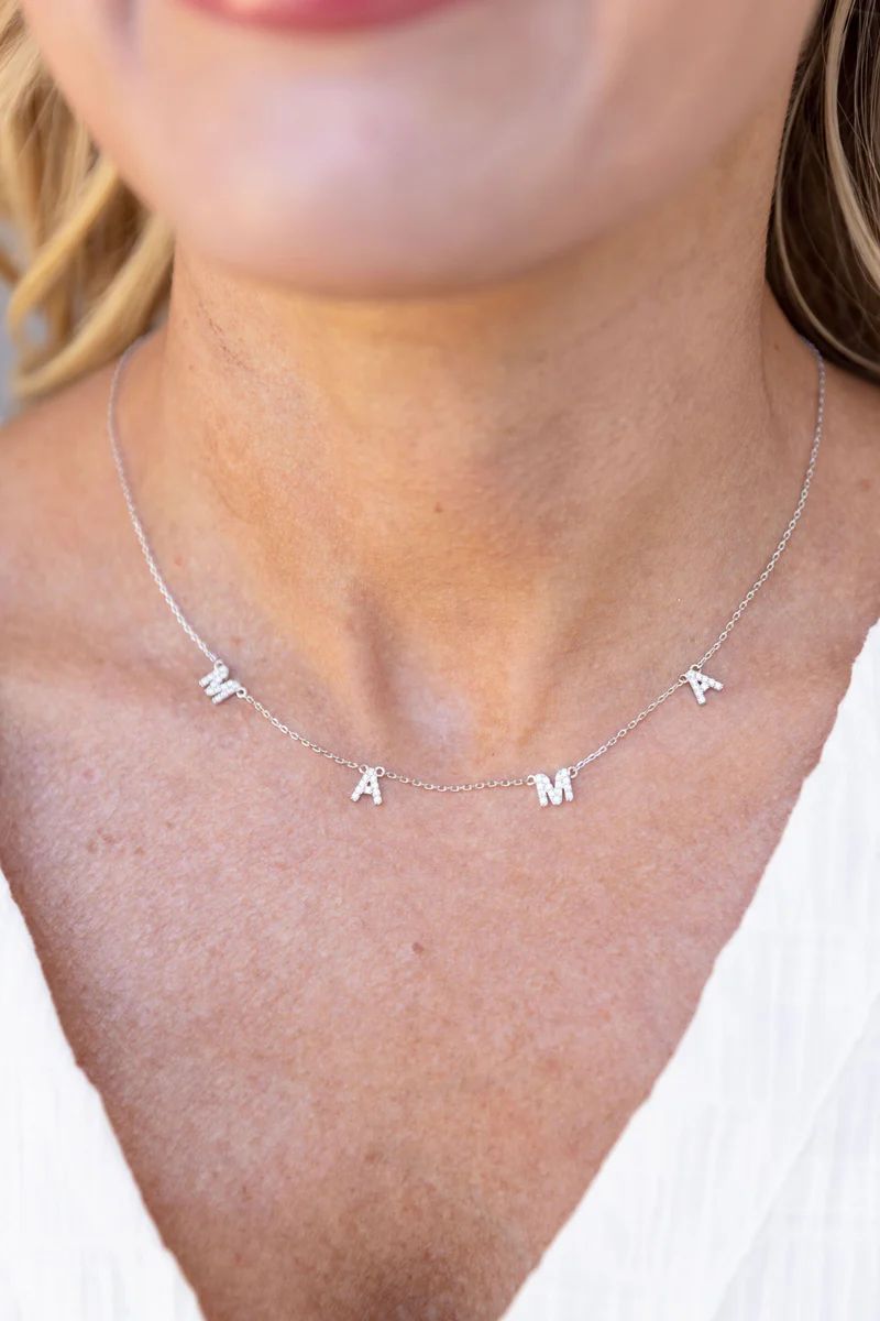 Mama Crystal Necklace- Silver | Avara
