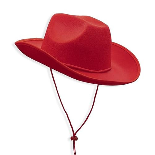 COLLECT PRESENT Felt Cowboy & Cowgirl Hat for Men, Women, and Teens | Western Studded Hat for Adult Sizes | Costume Hat (Red) | Amazon (US)