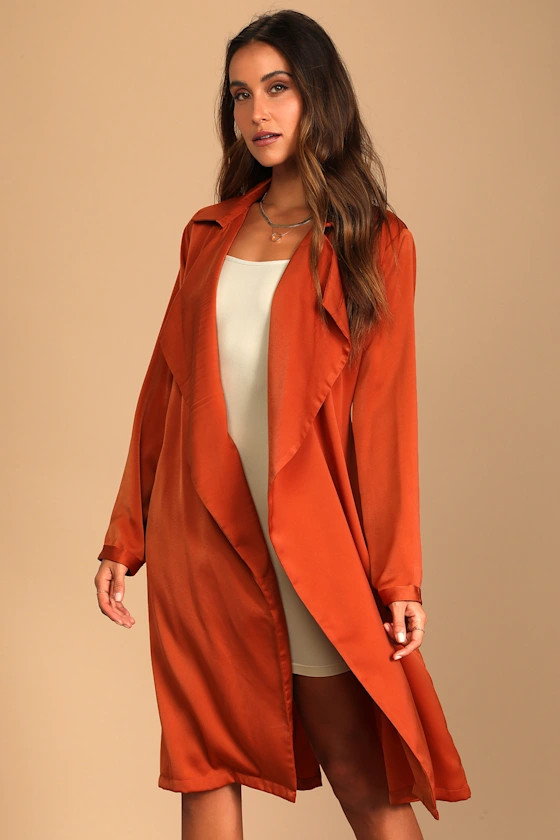 Being Chic Rust Orange Satin Duster | Lulus (US)