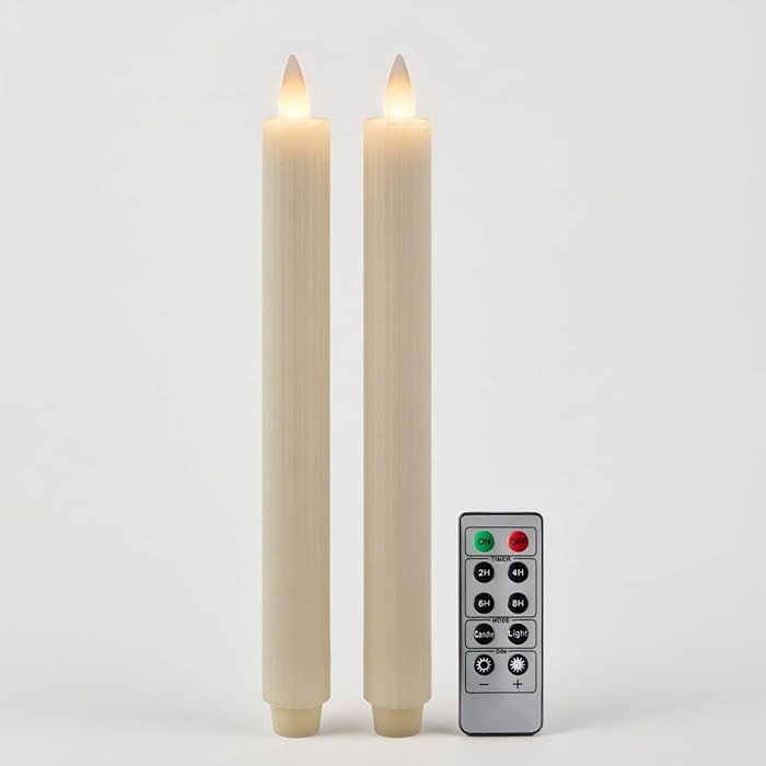 Flameless Taper Candles Flickering with Remote and Timer, 3D Moving Flame Taper Candle Battery Op... | Amazon (US)