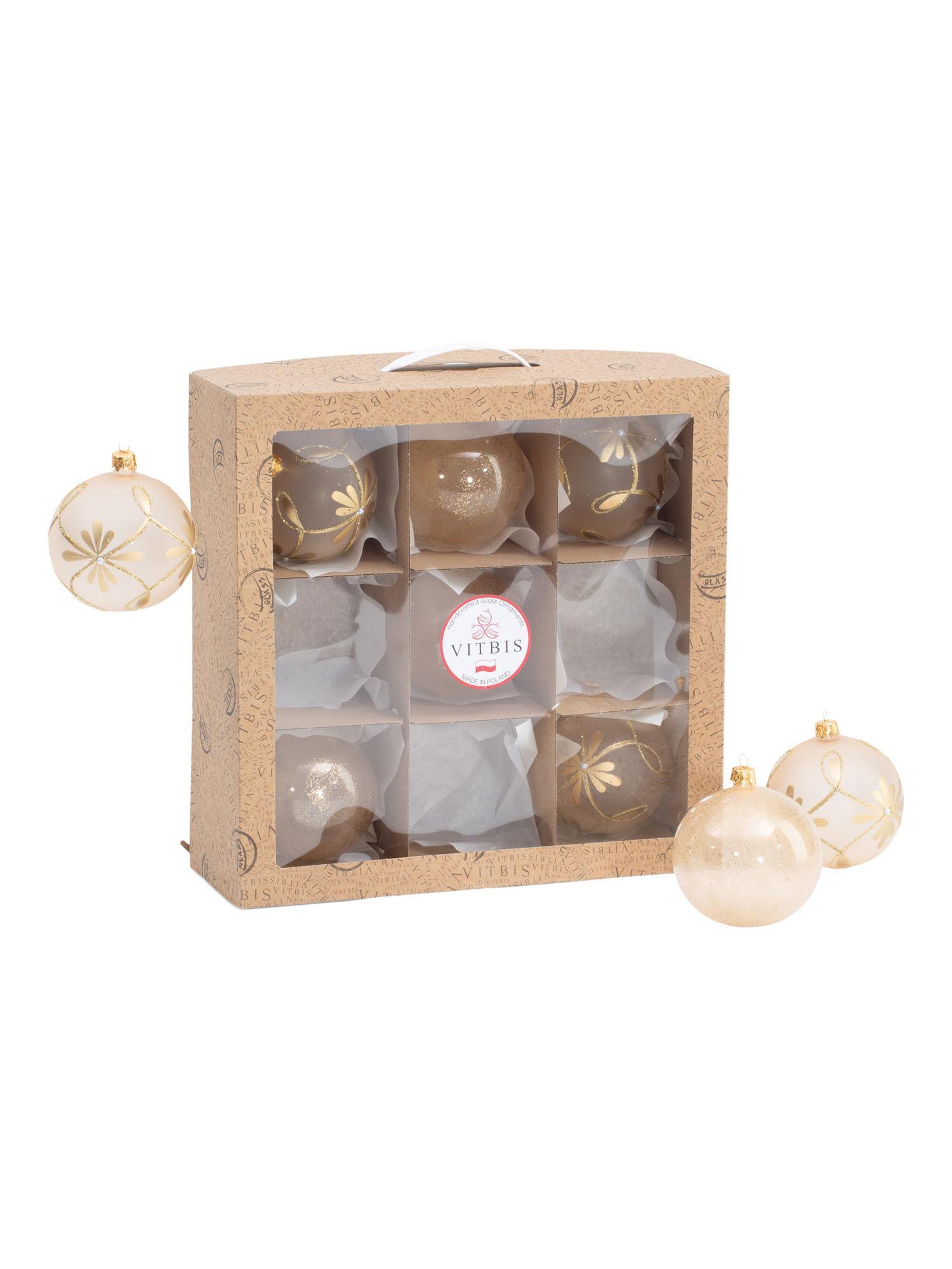 Made In Poland Set Of 9 Glass Ornaments With Floral Designs | Pillows & Decor | Marshalls | Marshalls