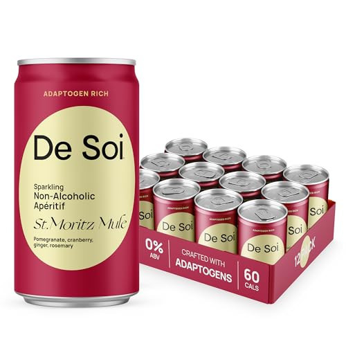 De Soi St. Moritz Mule Mocktails NA Drinks 8 fl oz (12-pack) - Adaptogen Drink, Sparkling Drink with Calming Botanicals, Mocktail Drinks, Gluten Free, No Artificial Flavors | Amazon (US)