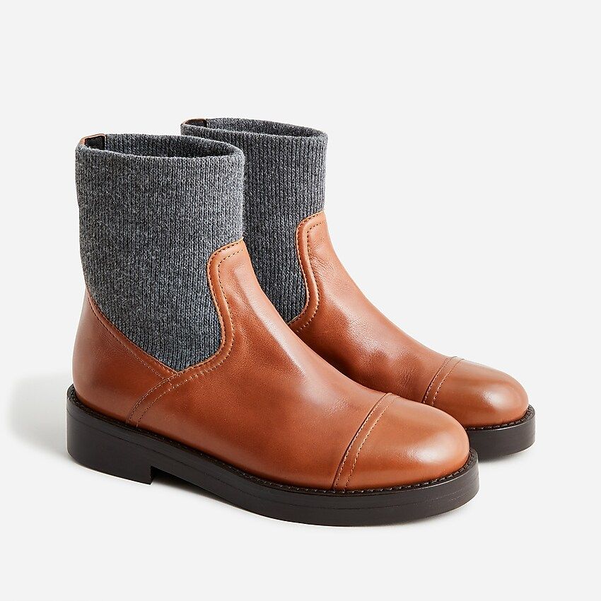 Rib-cuff boots in Italian leather | J.Crew US