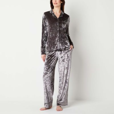 new!Ambrielle Womens Long Sleeve 2-pc. Velvet Pajama Set | JCPenney