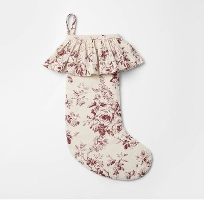 Ruffle Botanical Christmas Stocking Red Threshold Studio McGee Target NEW | eBay US