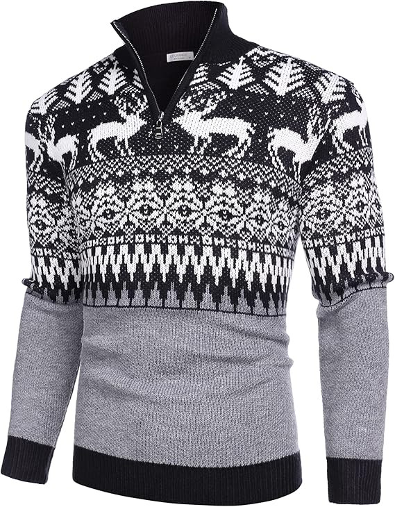 COOFANDY Men's Quarter Zip Pullover Sweater Casual Zip Up Polo Sweater Knit | Amazon (US)